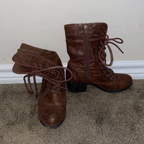 Brown Combat style Boots - Picture 1 of 5